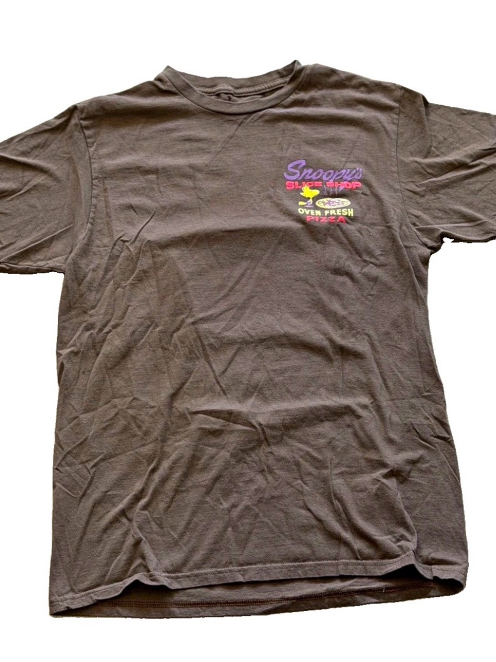 Peanuts Brown Short Sleeve Graphic Tee with Colorful Logo
